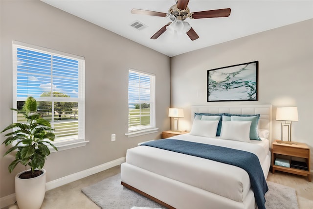 bedroom featuring ceiling fan