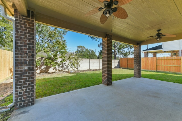 view of patio with ceiling fan