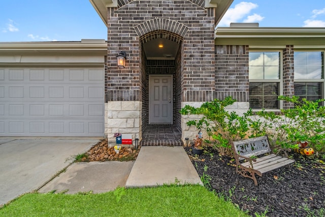 entrance to property with a garage