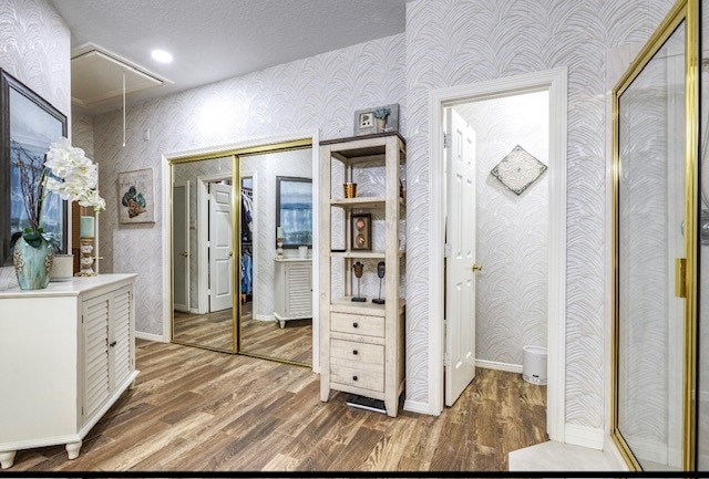 bathroom with wood-type flooring and vanity