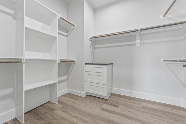 walk in closet featuring light hardwood / wood-style flooring