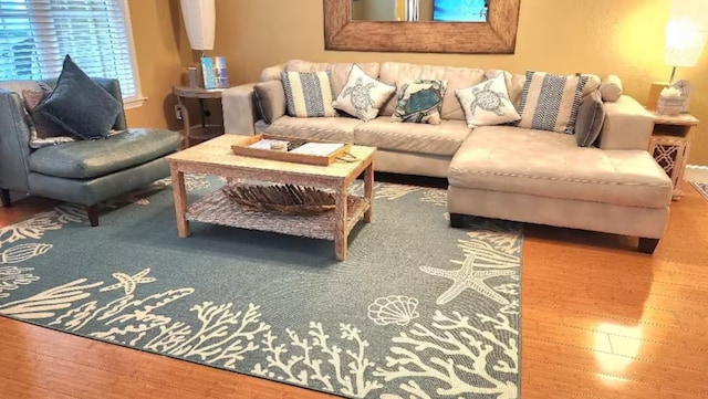 living room with hardwood / wood-style floors