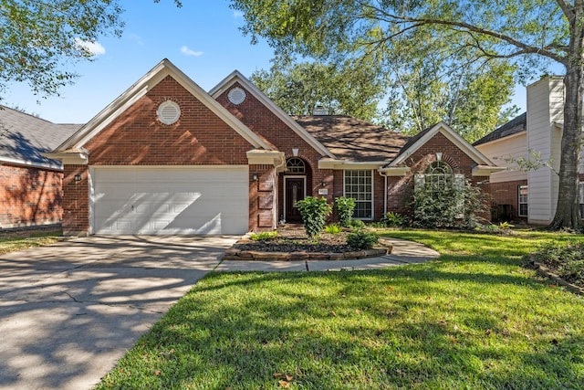 view of front facade featuring a garage and a front yard