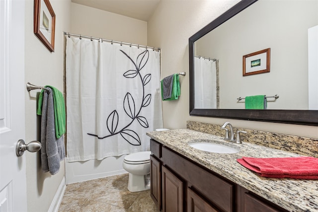 full bathroom featuring vanity, toilet, and shower / bath combo