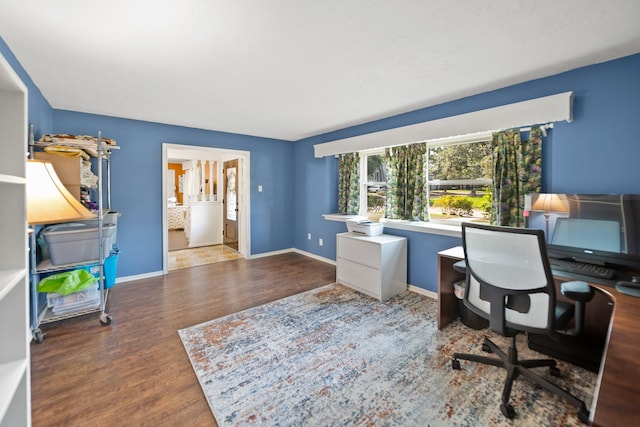 office area featuring hardwood / wood-style flooring