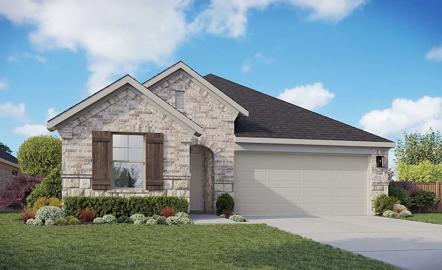 view of front facade featuring a garage and a front yard