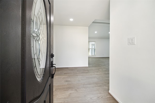 foyer entrance featuring light hardwood / wood-style floors