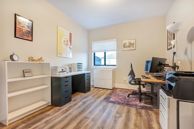 office area featuring hardwood / wood-style floors