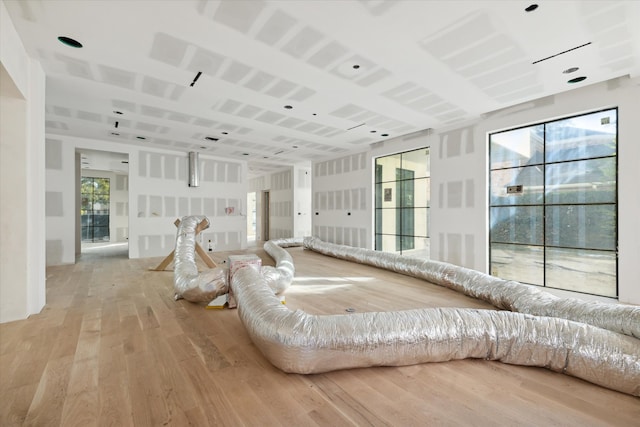 living room with light hardwood / wood-style floors