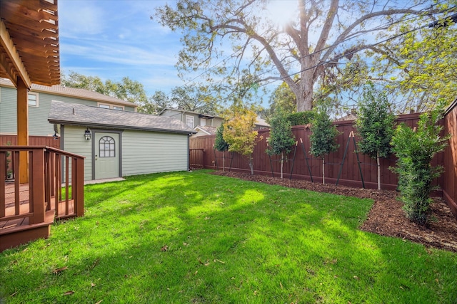 view of yard featuring a deck