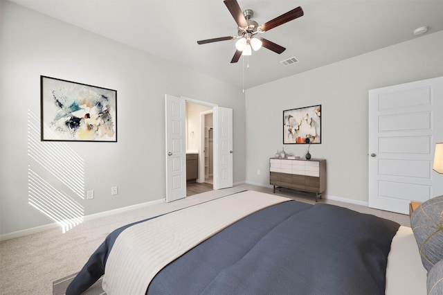 511 Emerald Thicket Ln, Huffman, TX 77336 - bedroom featuring light carpet, baseboards, and ceiling fan