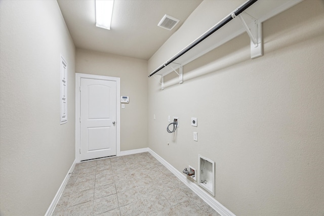 laundry area featuring gas dryer hookup, washer hookup, and hookup for an electric dryer