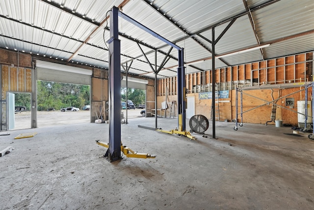 garage with water heater