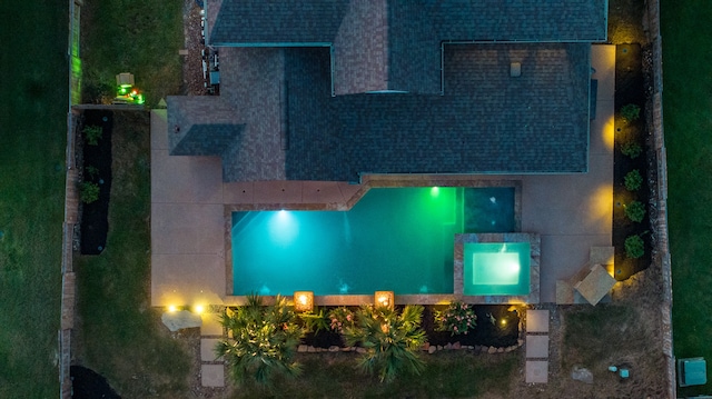 view of aerial view at night