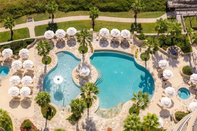 community pool with a patio