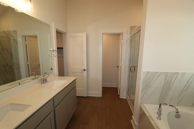 9819 Robard Ridge Ct, Montgomery, TX 77316 - bathroom featuring a sink, a shower stall, and a garden tub