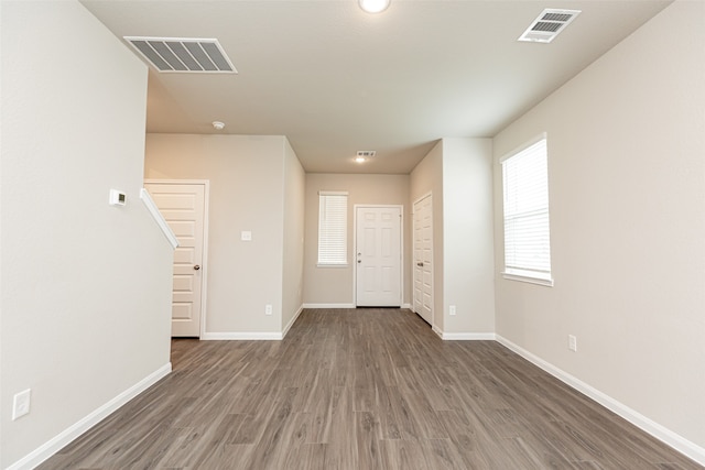 foyer entrance featuring plenty of natural light and dark wood-type flooring