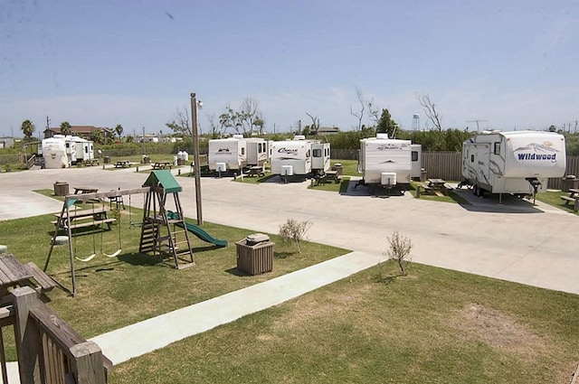 view of yard featuring a playground