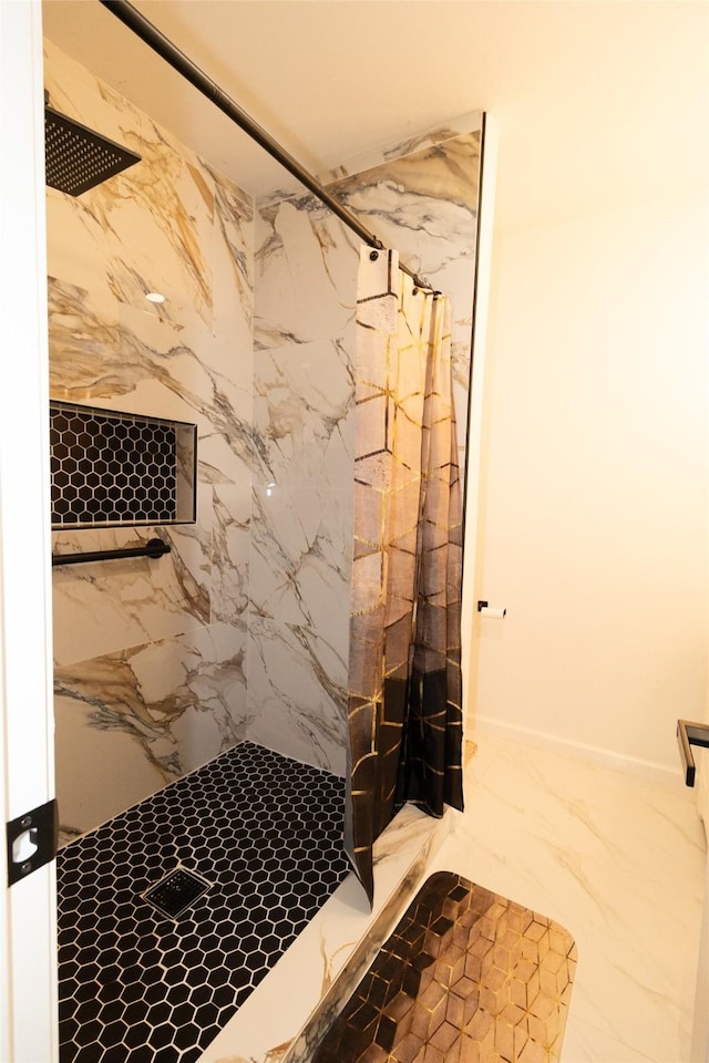 bathroom featuring a shower with curtain