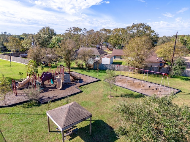 view of yard with a playground