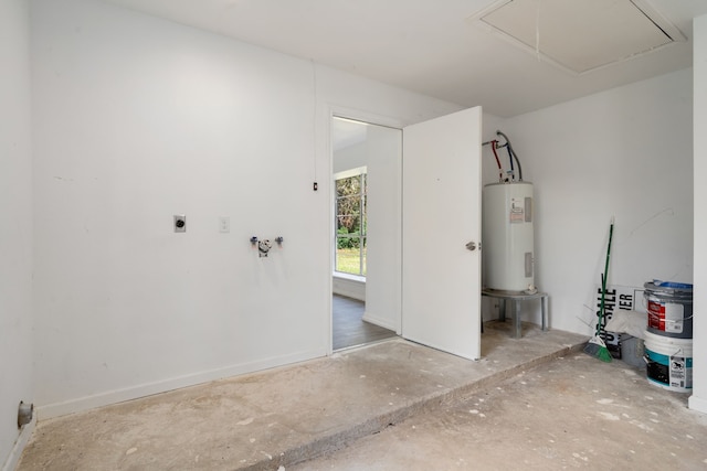 garage featuring water heater