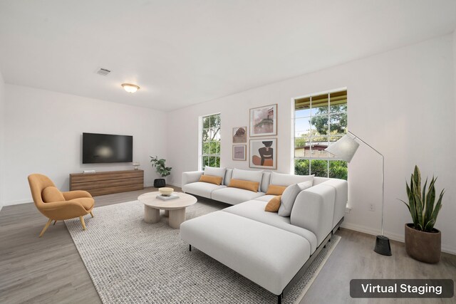 living room featuring light hardwood / wood-style flooring