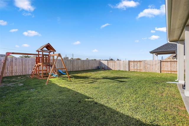 view of yard with a playground