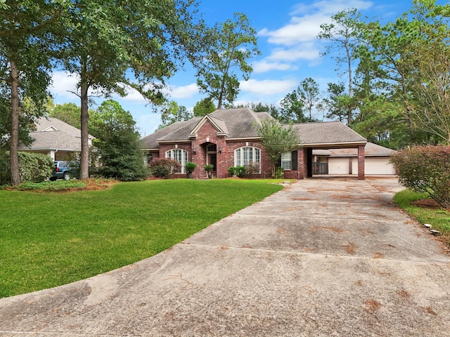 single story home featuring a front yard