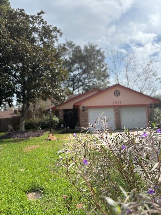 exterior space with a garage