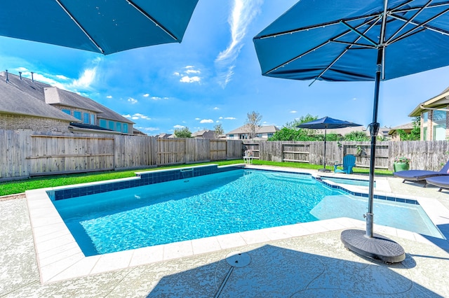 view of pool featuring a patio