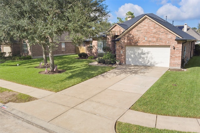 view of front facade featuring a garage and a front yard