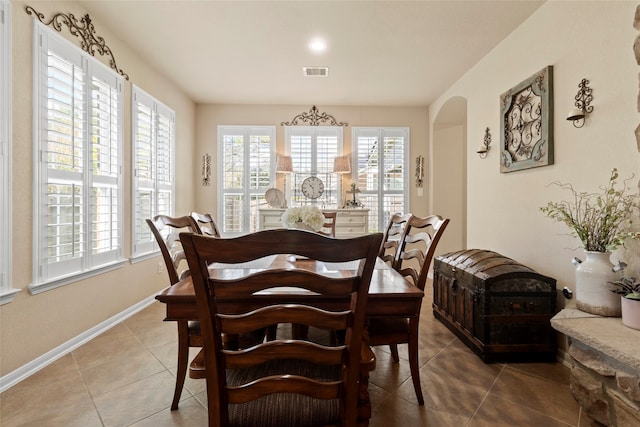 view of tiled dining space