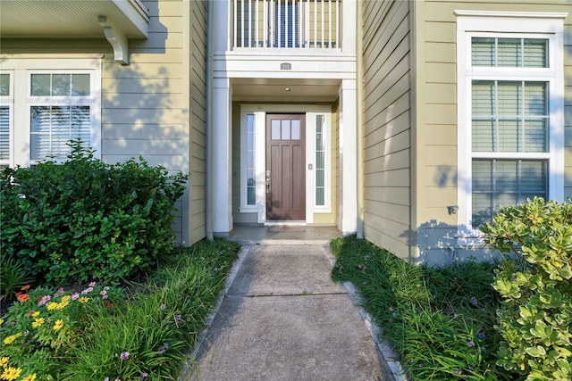 doorway to property with a balcony