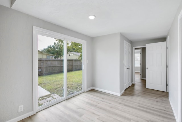 interior space with light hardwood / wood-style floors