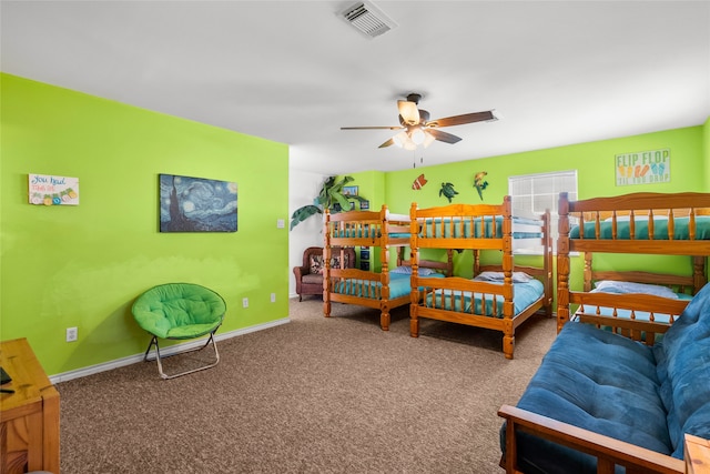 bedroom featuring carpet and ceiling fan