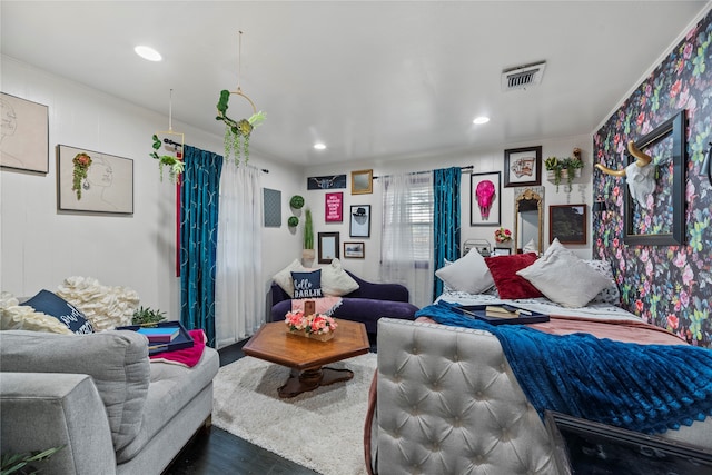 living room with wood-type flooring