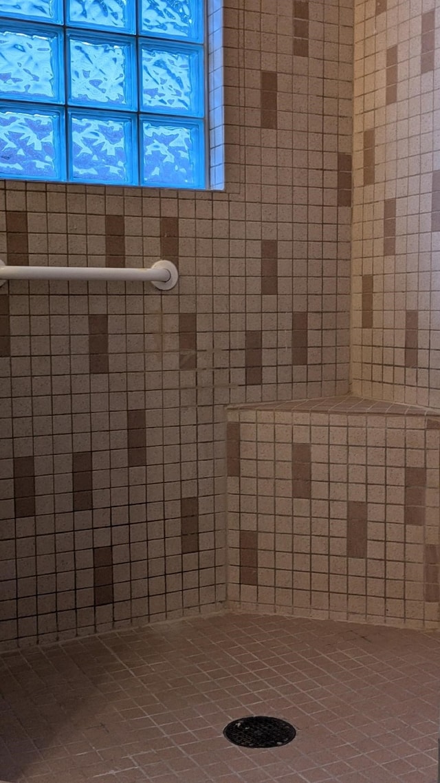 bathroom featuring a tile shower