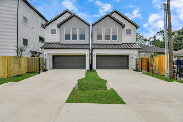 view of front of property with a garage