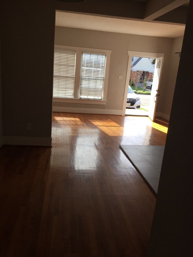 empty room with hardwood / wood-style floors