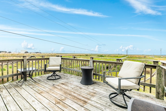 deck featuring a rural view