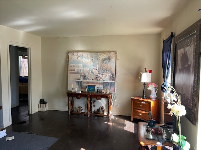 miscellaneous room featuring dark wood-type flooring