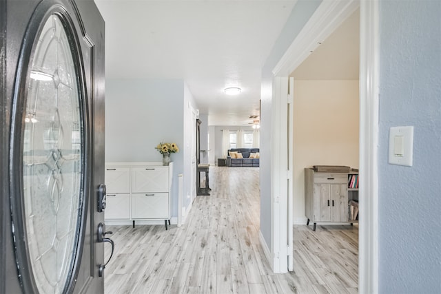 foyer with light hardwood / wood-style flooring