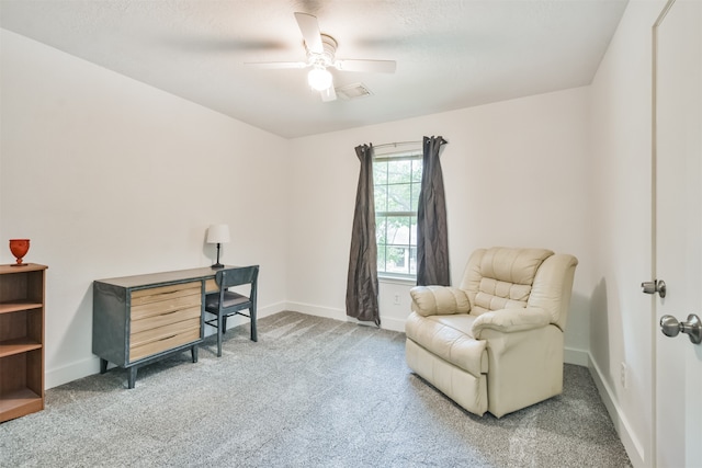 office featuring ceiling fan and carpet floors