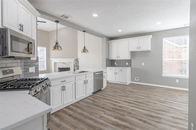 kitchen with white cabinets, stainless steel appliances, and sink