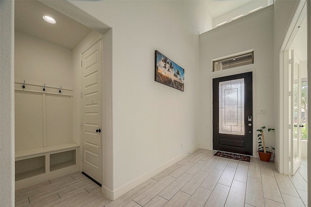 entrance foyer with light wood-type flooring