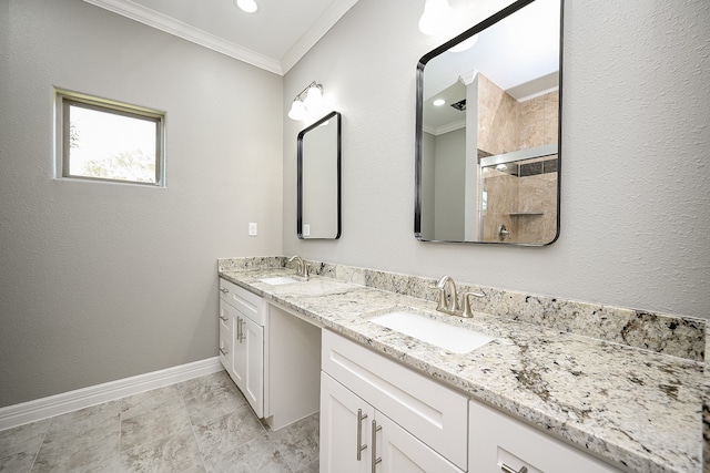 bathroom featuring vanity and crown molding