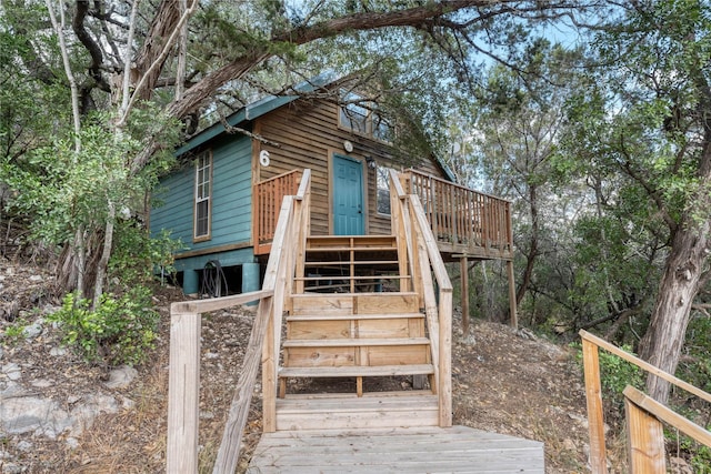 view of front of house with a deck