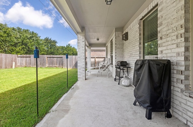 view of patio featuring grilling area