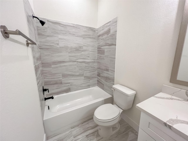 full bathroom with vanity, toilet, and bathing tub / shower combination