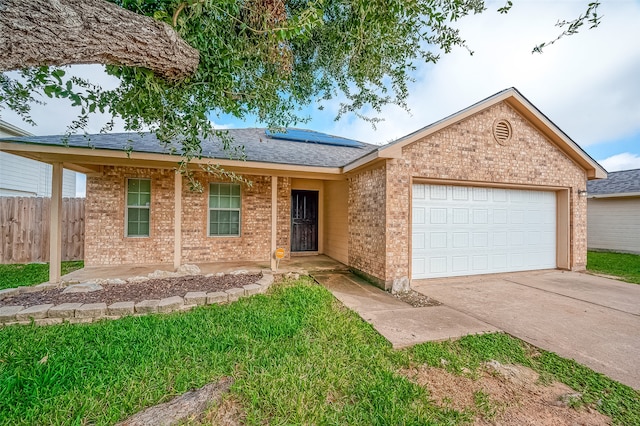 single story home with a garage